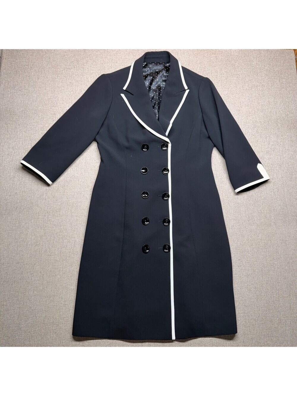 Tahari Arthur S. Levine Black Double Breasted Dress Coat Size 12
